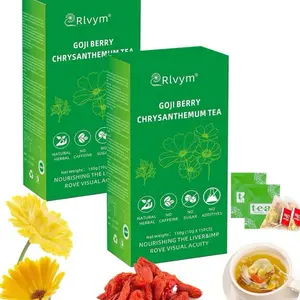Rlvym Goji Berry Chrysanthemum Tea for Liver Health 15 Tea Bags Loose Leaf Traditional Chinese Herbal Tea with Dandelion Wolfberry Cassia Seed Licorice Orange Peel Gardenia Natural Beverage
