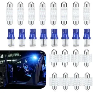 24 PCS Car LED Bulb, T10 31 mm 42 mm Car Interior Light, Indoor Map Dome Lights, Festoon Bulb Automotive LED for Car Dome Map Door Courtesy License Plate Light (Blue)