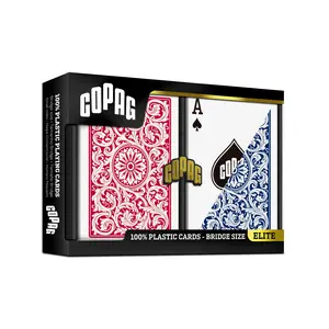 COPAG 1546 Durable Plastic Bridge-Size Double-Deck Playing Cards Set - Traditional Index, Blue & Red Decks for Bridge Games