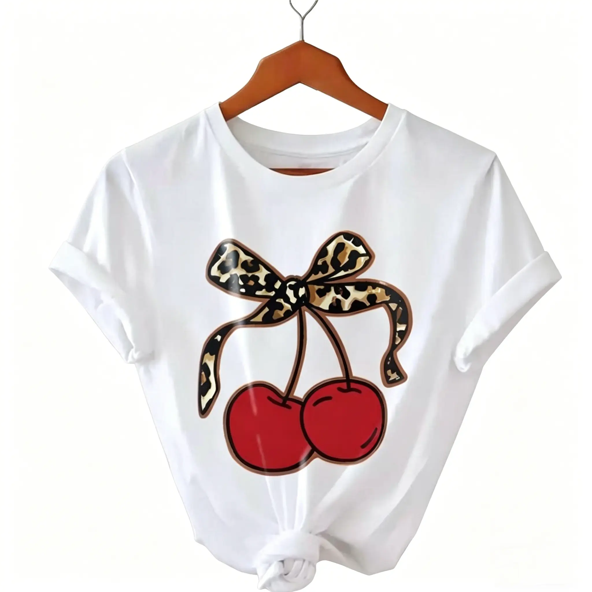 【13日まで値下げCherry Pattern Strap Top cherry Women's Letter Cherry Print Ribbed Knit Spaghetti Strap Cami Tank