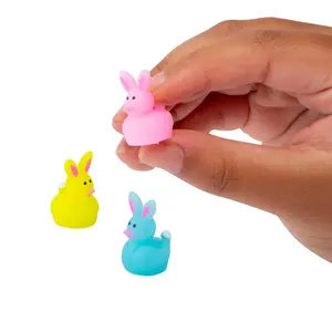 3/4" Micro Pastel-Colored Easter Bunny Rubber Ducks - 24 Pc.