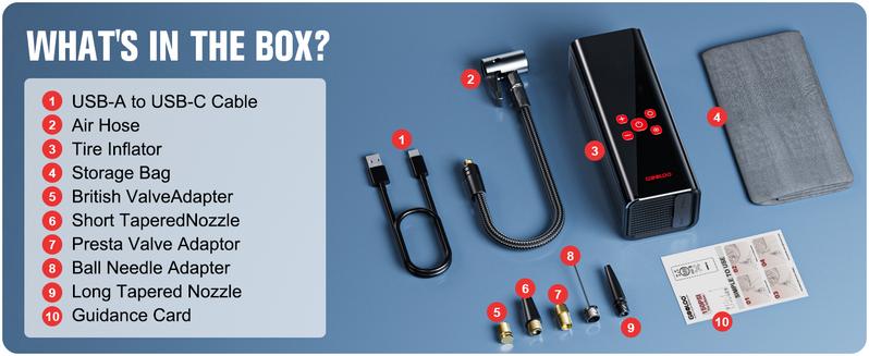 GOOLOO AP150 PRO Portable air compressor-150PSI High-Pressure with Colar Led Screen, Car accessories for Vehicle,Motorcycles,Bicycles,Balls,Cordless Tire Inflator, Springtok