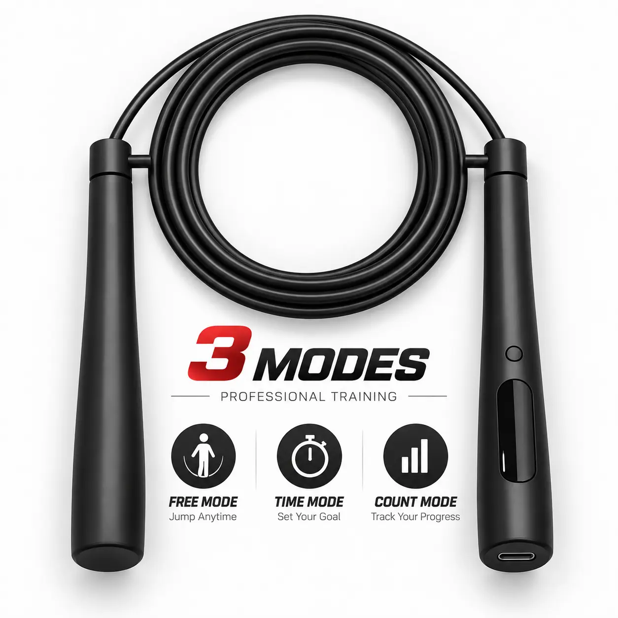 3 Modes Professional Training Jump Rope with Free Time & Count Modes for Optimal Workout Tracking