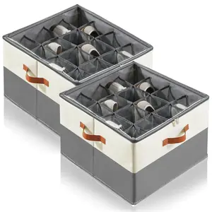 TAYTUU Shoe Organizer for Closet, Mesh Compartment for Shoe Storage, 2Pack Fits up to 32 Pairs, Fabric Shoe Storage Bins with Clear Cover, Shoe Box Racks Shelf, patchwork Plastic