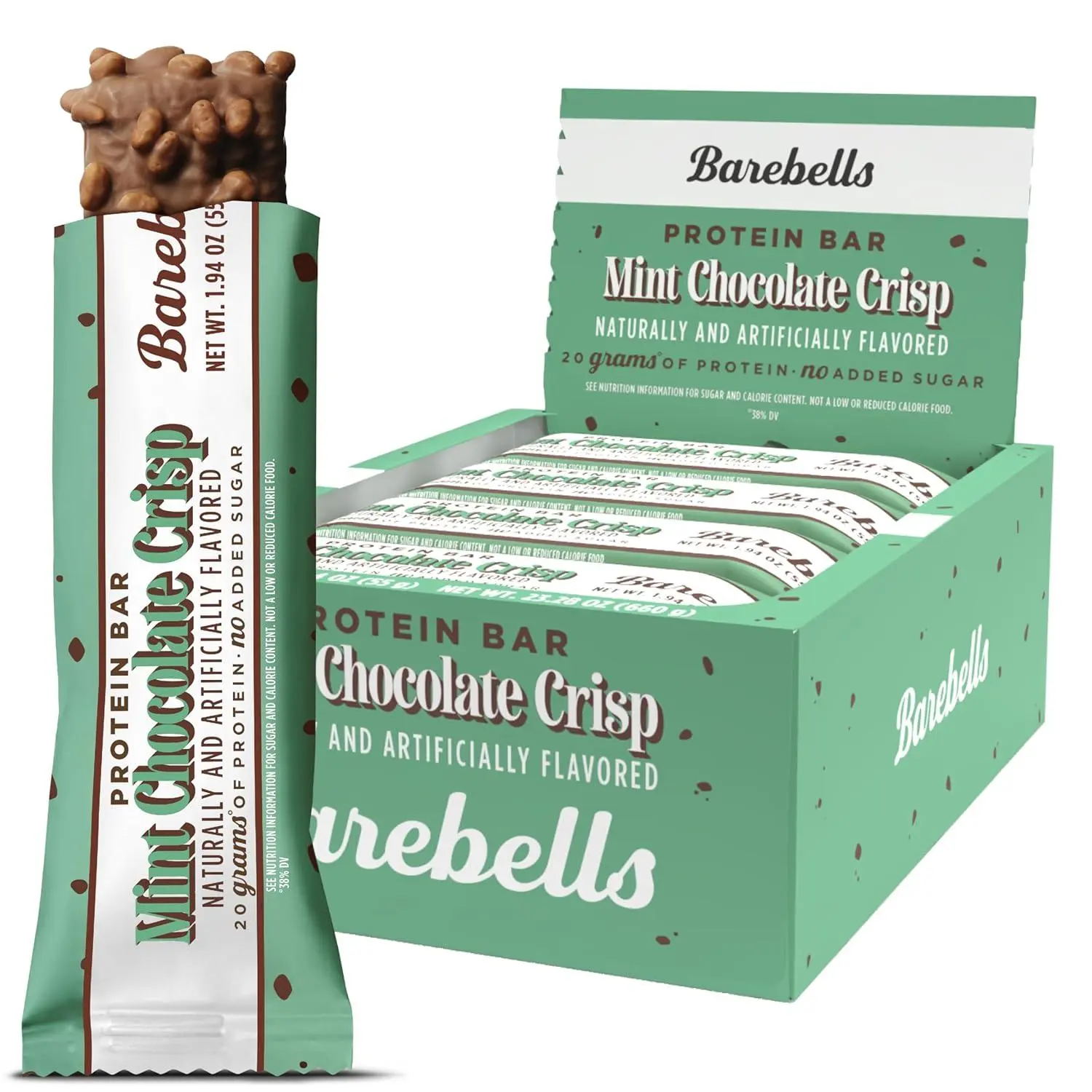 Barebells Protein Bar Mint Chocolate CRISP  1.94 oz 12 ct