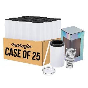 makerflo 12 oz Thick Duozie Sublimation Blank Tumbler Pack of 25 with Lid and Straw | Craft-Ready for DIY Gifts & Personalization (Sublimation, Epoxy, UV DTF, Vinyl, and Laser Engraving)