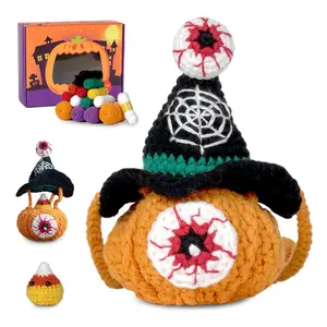 DIY Crochet Halloween Pumpkin Bag with Packs Tutorials Pattern For Halloween Gifts starter kit