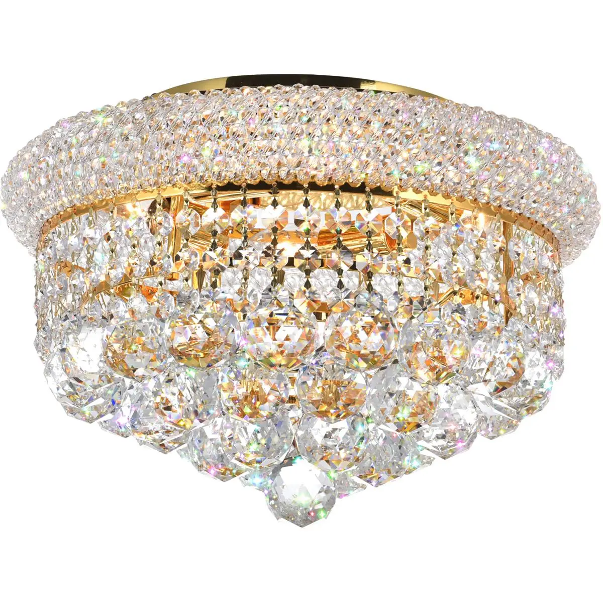 CWI Lighting Empire 4 Light 14 inch Gold Flush Mount Ceiling Light 8001C14G
