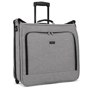 Geoffrey Beene Suit & Dress Carrier, Wrinkle-Free Hanging Clothes Rolling Garment Bag With Inline Skate Wheels and Shoulder Strap, 22” Folded
