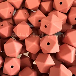 14mm Maroon Hexagon Silicone Bead - Loose - Crafting Supplies - Beading Supplies