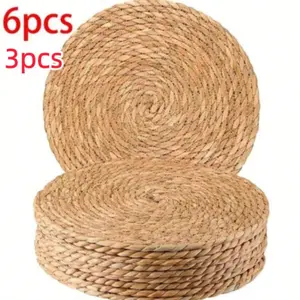 Handmade Natural Round Place Mats, Durable Heat Resistant, Bohemian Dining Style, Ideal for Restaurants, Parties, Weddings, Home Decor, Christmas Decor