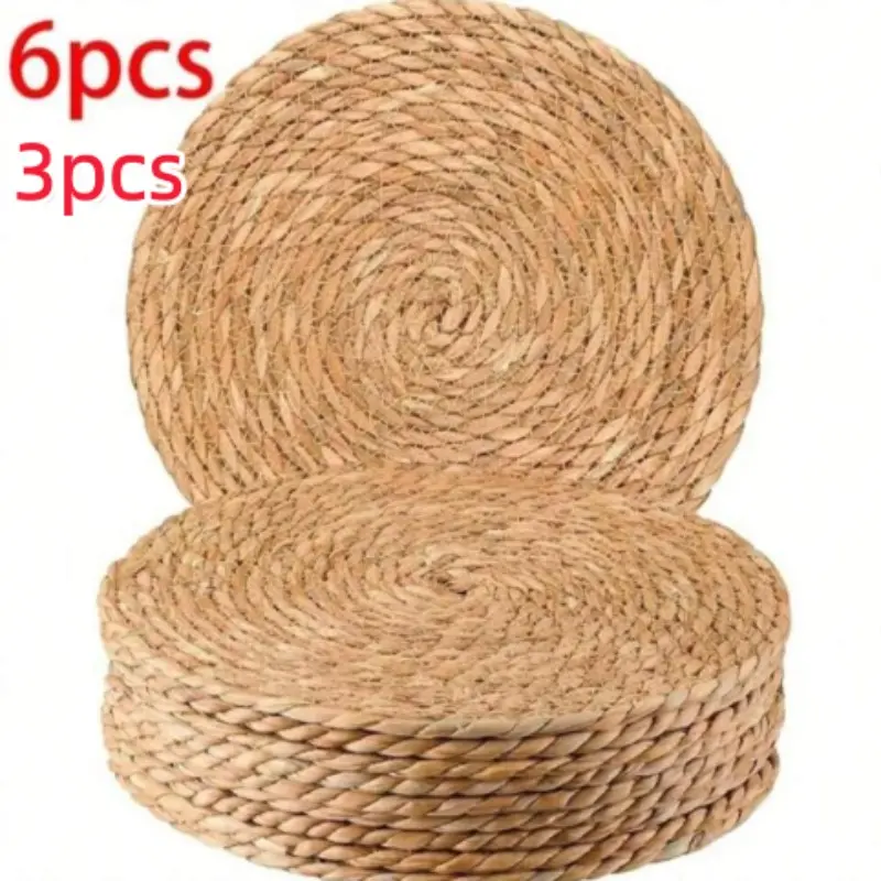 Handmade Natural Round Place Mats, Table Placemats, Boho Placemats, Durable Heat Resistant, Bohemian Dining Style, Ideal for Restaurants, Parties, Weddings, Home Decor, Christmas Decor, Round Coaster, Tableware