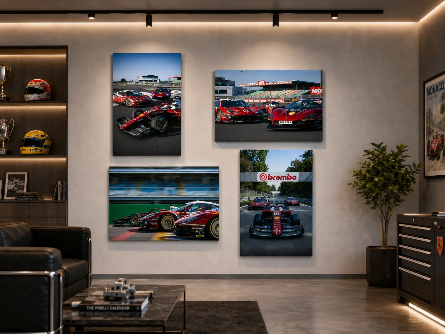 Red Race Car Framed Canvas Wall Art - Luxury Motorsport Track Photo Print, Sports Car Poster Gift for Man Cave, Garage Decor, Ready To Hang