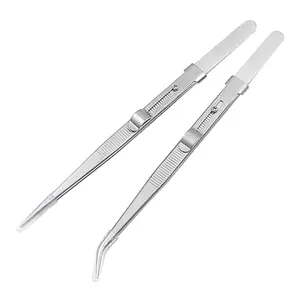 2 Pcs Gem & Stone Tweezers Locking Jewelry Tweezer Slide Lock Fine tip