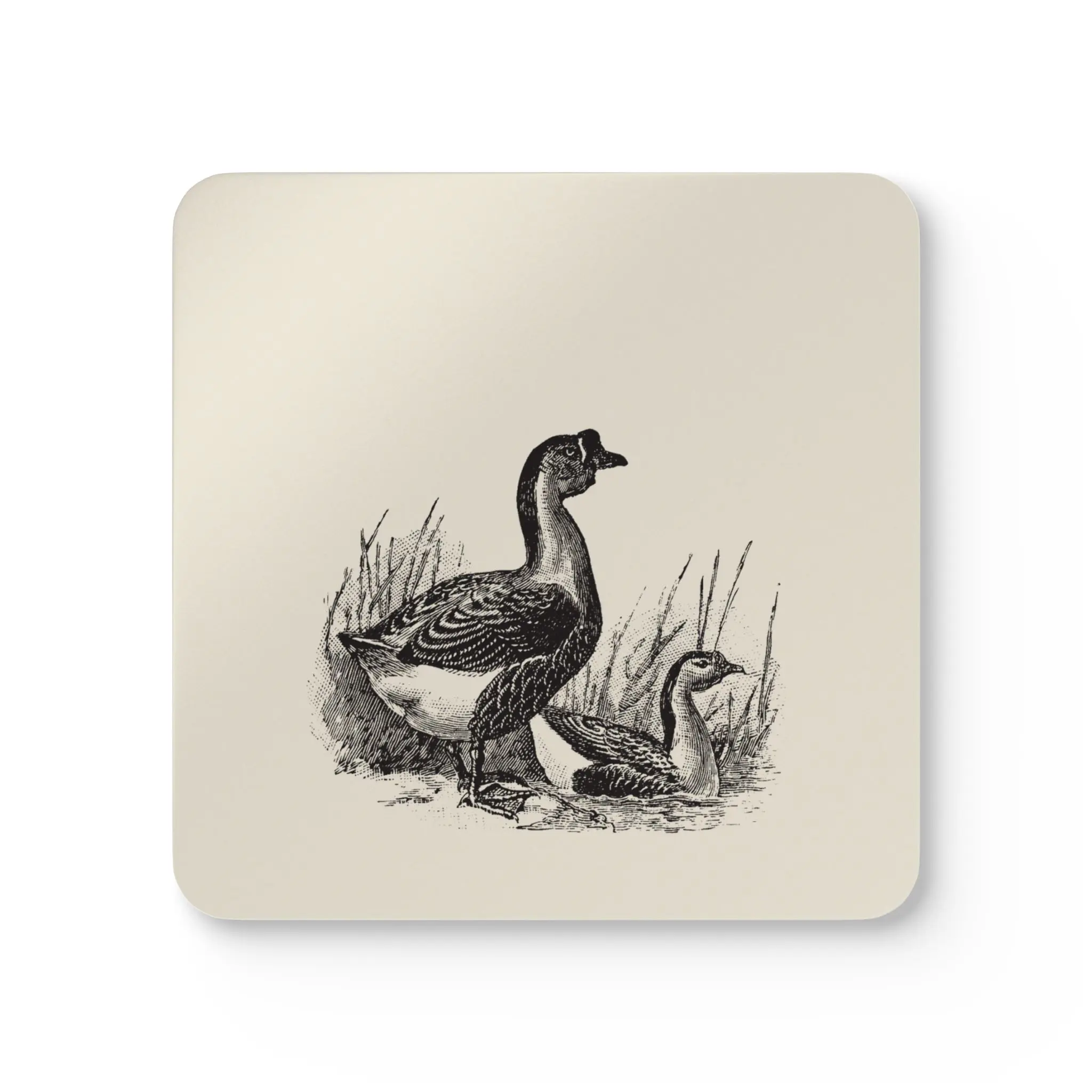 Corkwood Coaster 4pc Set Minimalist Farmhouse Vintage Ducks