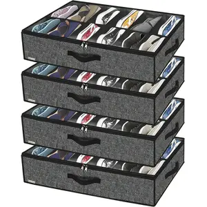 4 pack under bed shoe storage compartment wardrobe under bed shoe storage bag with sturdy side walls and reinforced handles Organiser Racks Set