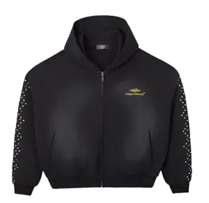 HMDD Crystal Zip Up Hoodie Black