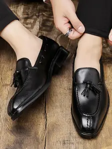 Men's Fashionable Tassel Design Loafers, Casual Comfortable Solid Color Slip-on Shoes for Daily Wear, Lightweight Breathable Shoes for Men
