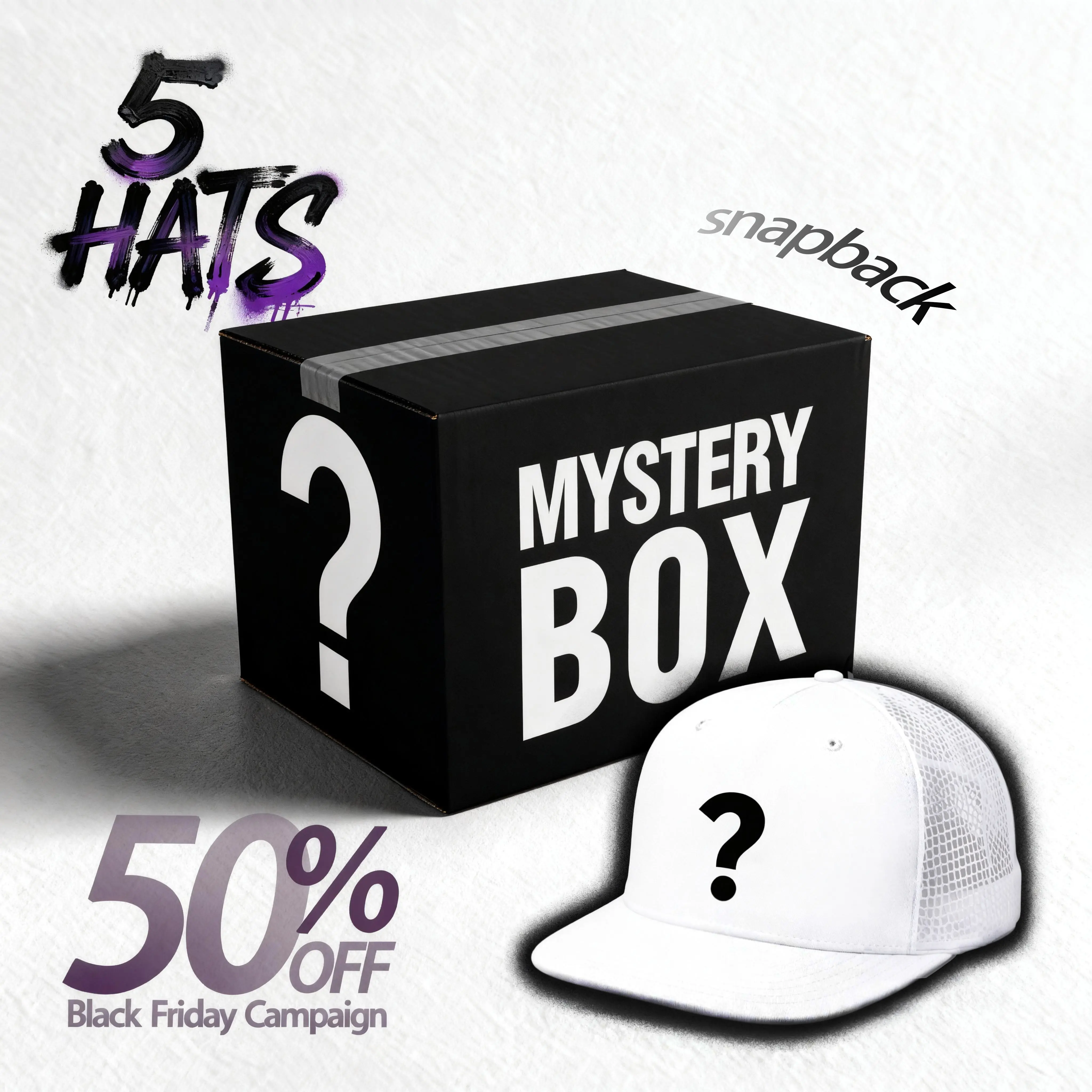 Mystery Hat Box 5-Pack- Five Randomly Picked Flat Brim Trucker Hats - Mystery Birthday Gift,Men's Gifts, Friend Gift,Christmas gifts， Mystery Box Challenge,unisex