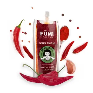 FŪMI Garlicky Hot Sauce - Chili Red Peppers & Garlic Umami Blend - Red Hot Chili Sauce - Red Chilis & Garlic Flavored Paste for Foodie Gifts, 3.2oz, Easy Squeeze Pouch