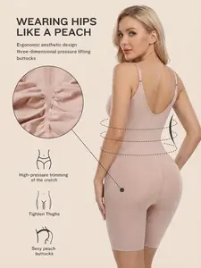 Full Body Tummy Control Shapewear Bodysuit - Butt Lifter Mid-Thigh Shaper, Seamless Compression Garment with Adjustable Straps for Hourglass Figure & Everyday Wear