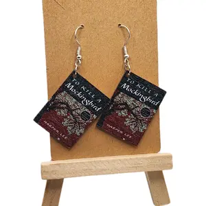 Nostalgic Wooden Book Earrings - Perfect for Book Lovers