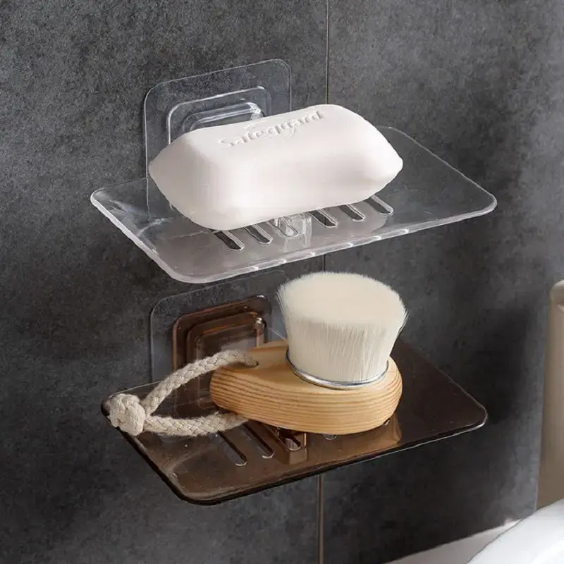 Household Wall Mounted Soap Holder Soap Dishes Sponge Scrubber Box for Home Flat Dormitory Hotel