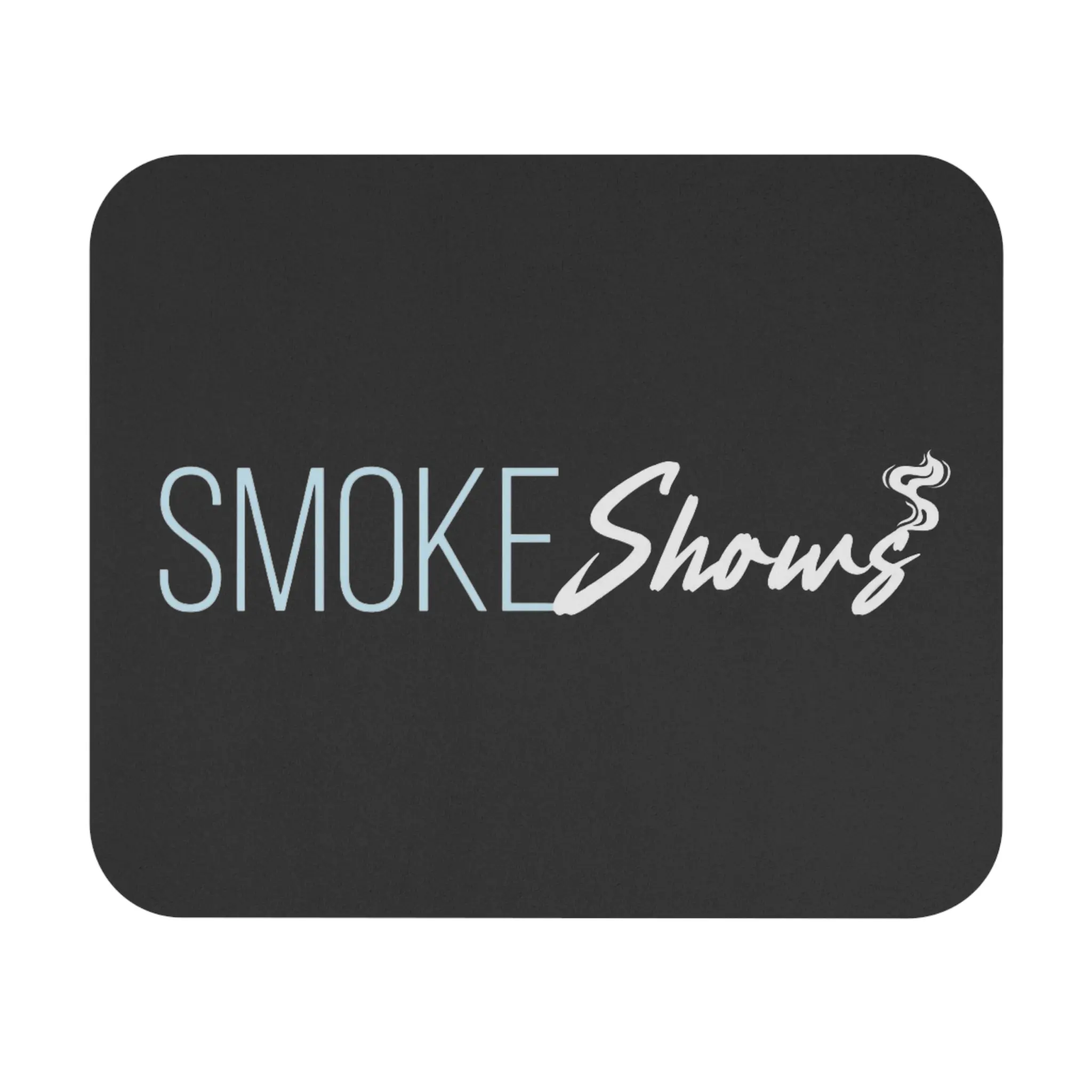 Smoke Shows Mouse Pad | Retro script logo, black rectangular desk mat