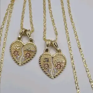 TE AMO couples chains set heart  pnk roses Gold-plated regular chains