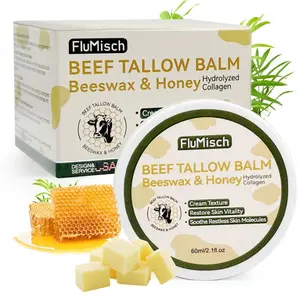 Beef Tallow Moisturizer 60ml/2.1fl.oz-Grass FedBeef with Whipped Tallow Balm, Organic RawHoney & Beeswax for Body Skin Care NaturalIngredients Nourishing