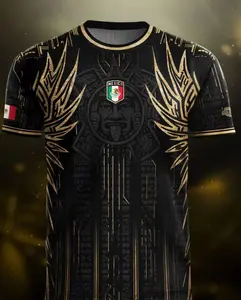 Mexico Soccer Jersey Aztec Warrior Feather Design, Grit Son Sport Tee, All Season Fitted Regular Length Top