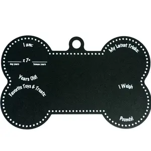 Reusable Dog Bone Shaped Chalkboard Style Birthday Sign / Milestone Photo Prop Board For Dog / 7 1/2" x 12" Black and White Faux Blackboard