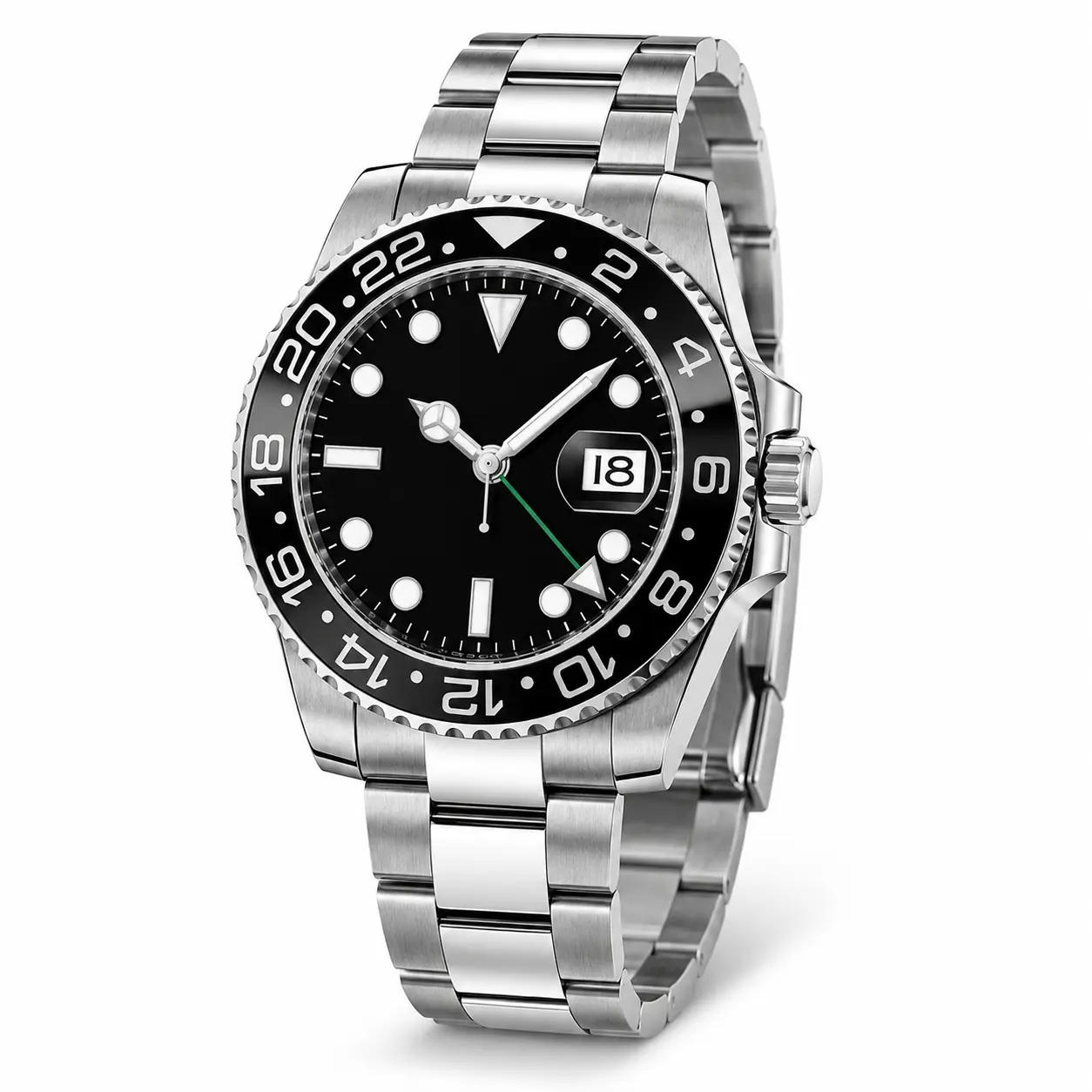 Men’s Quartz Movement Metal Watch with Black Dial, Date Window, Silver-Tone Bracelet, Numbered Bezel for Business Casual & Urban Sport Use