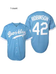 Men's Contrast Binding Embroidery Button Baseball Jersey, Stylish Jersey, Casual Short Sleeve V Neck Baseball Top for Daily Wear, Men's Sportswear for All Seasons