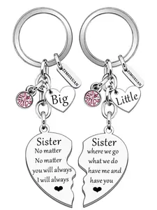 Sisters Keychain, Stainless Steel Keychain for Women & Girls, Birthday and Christmas Gifts for Sisters