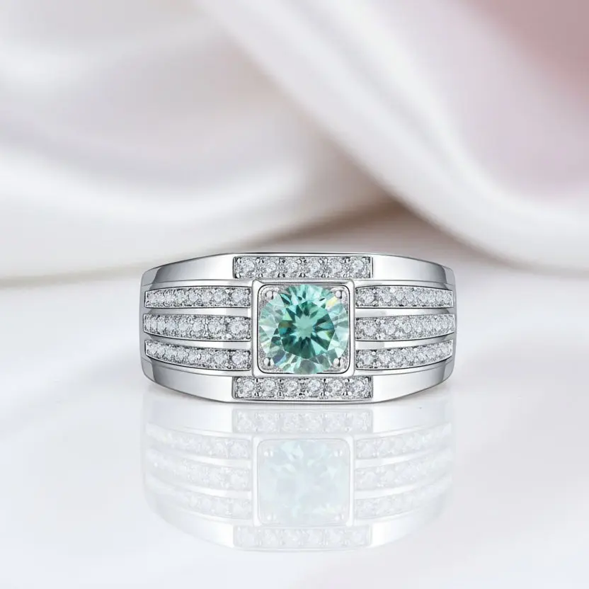 1.0ct 6.5mm Round Brilliant Diamond Option Men's Ring