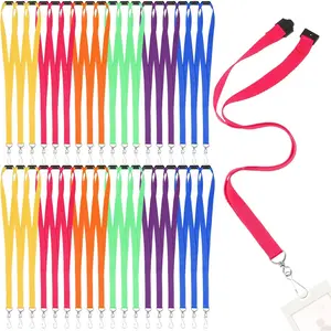 60 count Breakaway Lanyards with J Hook Bulk Flat for ID Badges  Badge Lanyards Card Nametag Holder  Straps (Multi Colors)