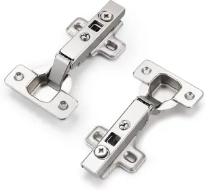 (4 Pieces Clip On Full Overlay Frameless Furniture Cabinet Door Concealed Hinges Nickel Plated Cabinet Hardware