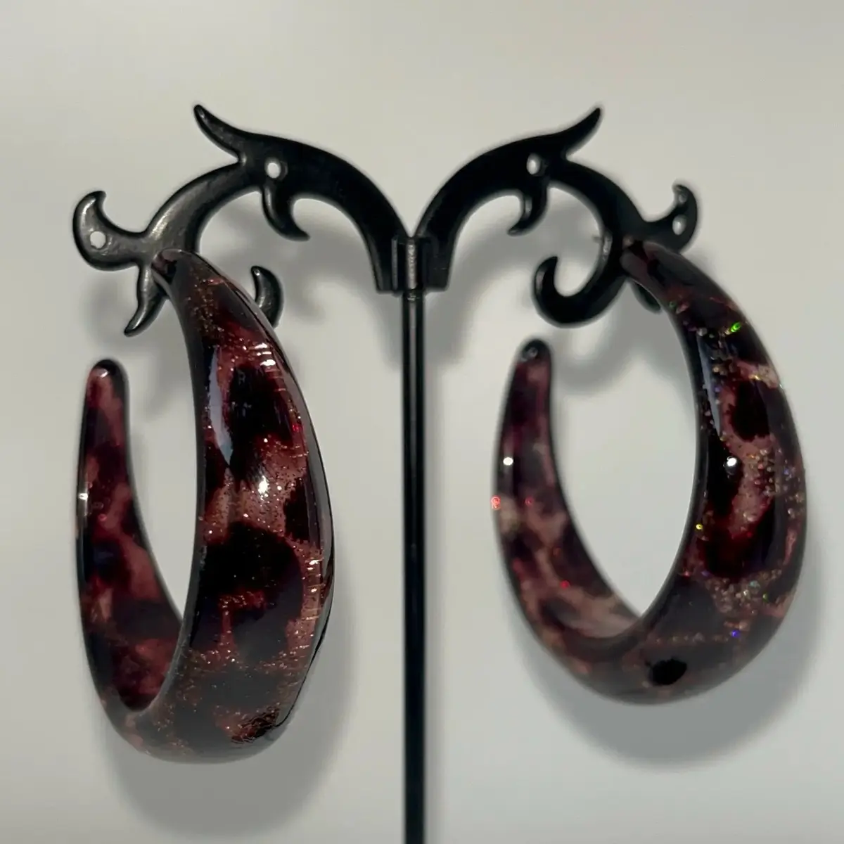 Brown Glitter Y2K Vintage leopard Print Hoop Earrings - Emo Scene Trashy Y2K Early 2000s Jewelry | Cute Earrings | READ DESCRIPTION
