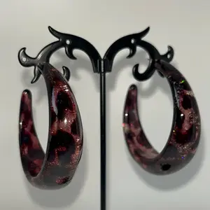 Brown Glitter Y2K Vintage leopard Print Hoop Earrings - Emo Scene Trashy Y2K Early 2000s Jewelry | Cute Earrings | READ DESCRIPTION