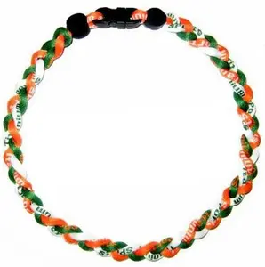 Baseball 3 Rope Braid Tornado Energy Necklace Green Orange White Hurricanes