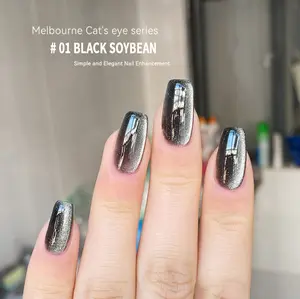 Cutics 2025 New Fashion Color Crystal Cat Eye Nail Polish Glue Glitter Particles #01 Black Soybean for Nail Art Lovers and Fashionistas