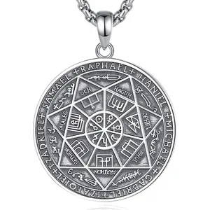 The Seal Of Seven Archangels Necklace, S925 Sterling Silver Archangel Pendant, Unique Sacred Geometry Amulet, Spiritual Handcraft Jewelry Gift
