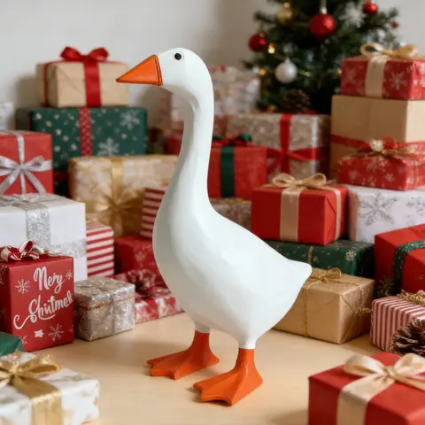 7-Inch Rustic Resin Goose Statue with Magnetic Beak - 7" Space Saver Cute Collectible Figurines, Key Holder Hook, Home Decoration, Interior Decoration Accessories, Ornaments, Housewarming Holiday Gift