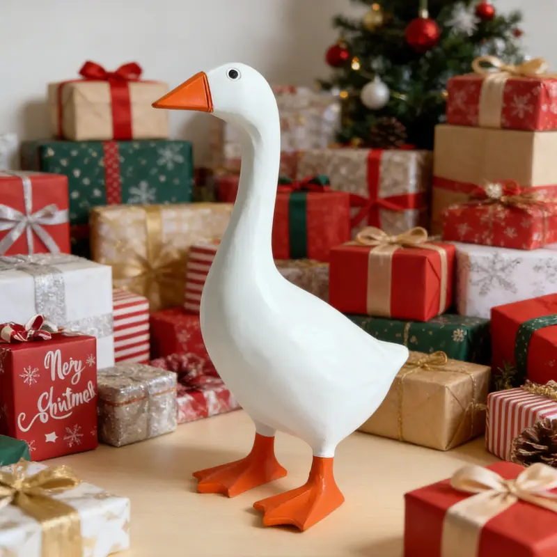 7-Inch Rustic Resin Goose Statue with Magnetic Beak - 7" Space Saver Cute Collectible Figurines, Key Holder Hook, Home Decoration, Interior Decoration Accessories, Ornaments, Housewarming Holiday Gift