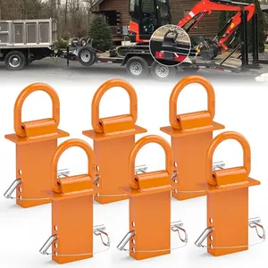 Stake Pocket Tie Down D Rings 6 count, Heavy Duty 5/8" Stake Pocket Tie Down Anchor for for Flatbed Cargo  and , Adjustable Utility Trailer D Rings with Anti-Loss Pin, 18000 LBS Capacity