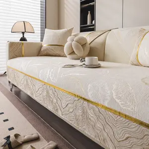 European Style Wide Edge Sofa Cushion, Anti-Scratch Non-Slip Chenille Cover, Universal Sofa Protector, Fits L-Shaped Sofas & 1/2/3/4 Seater Sofas, All Seasons