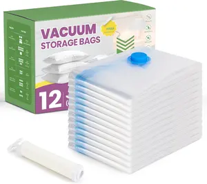 Bags Vacuum Bags (12 Pack) Save 80% - Vacuum Bags for Comforters and, Bedding, Compression Seal for Closet - Pump for Travel