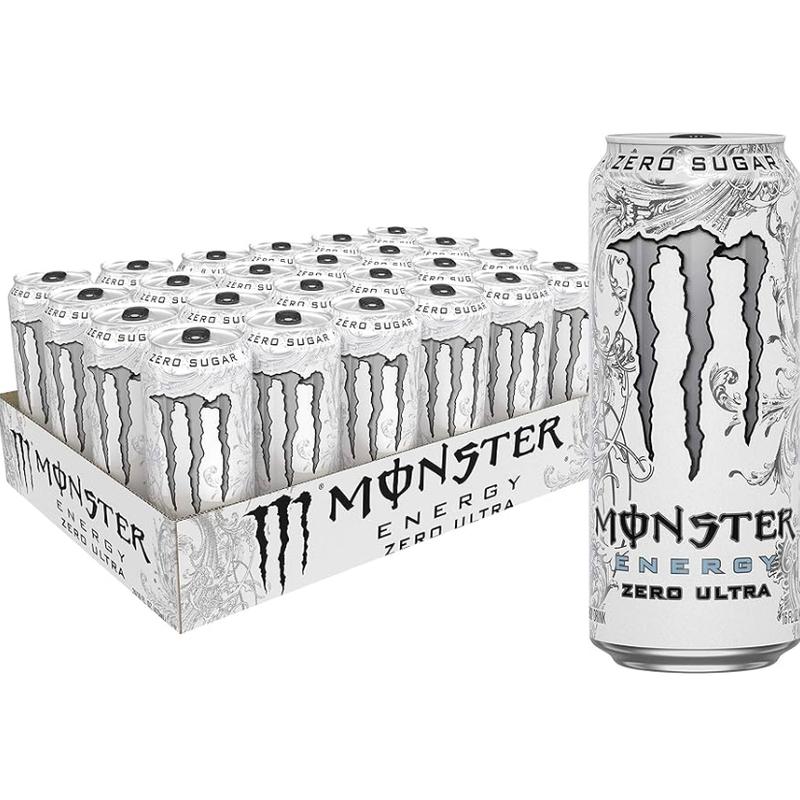 Monster Energy Zero Ultra Sugar Free Energy Drink 16 Ounce Pack of 12 or 24 Cans