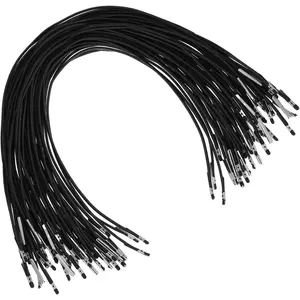 50 count Elastic Cords with Metal Ends, 30cm/11.8 inch Black Elastic Barbed Cord Soft Stretch Loop Band String Round Rope Thread String for Mask Making DIY Party Hat Menus Book Binding Badges Signs